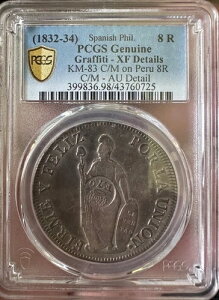 1833 C/M �y���[ 8 ���A����� PCGS XF/AU �ڍ� - ���b�g#1