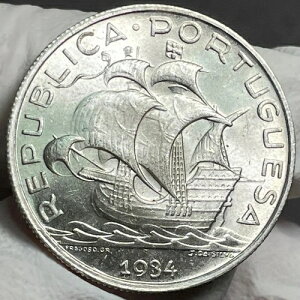 ?? �|���g�K�� 5 �G�X�N�[�h �J���x�� �{�[�g �V���o�[ 1934 KM# 581 CHOICE UNC H03
