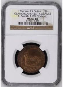 1796�N �E�F�[���Y D&H-4 1/2P-�O�����[�K���V���[ - �X�E�H���W�[-�I���f�}���h�g�[�N�� NGC MS63RB