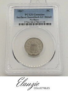 1867�N �V�[���h�j�b�P�� - �����Ȃ� - PCGS AU �ڍ� - �\�ʕ������ς� (�V�i PCGS �X���u)