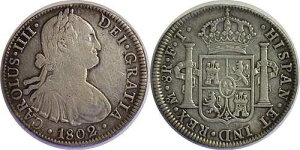 1802�N Mo FT ���L�V�R 8 ���A�� �V���o�[ �J�����X IIII KM# 109 VF �ڍ�