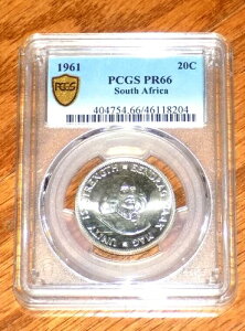 1961�N ��A�t���J �V���o�[ 20�Z���g 20C PCGS PR66 ��A�t���J �v���[�t�R�C��