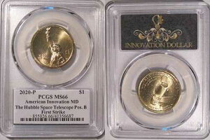 2020 P �C�m�x�[�V���� �h�� $1 MD �n�b�u���]���� PCGS MS66 �t�@�[�X�g�X�g���C�N �|�W�V���� B