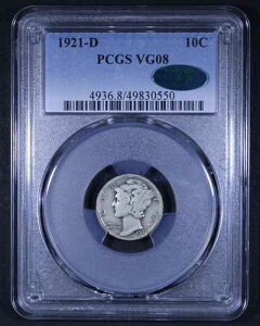 1921-D �}�[�L�����[ �_�C�� - 10 �Z���g PCGS VG08 CAC ? - �\�ʂ̓I���W�i��!