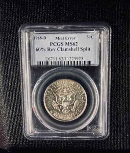 1968-D 50C �P�l�f�B �n�[�t �h�� 60% ���o�[�X �N�����V�F�� �X�v���b�g -- MS62 PCGS�B