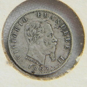 �C�^���A 1863M BN ��� 20 Centesimi Vittorio Emanuele I�A�~���m������ 2�N�^; XF