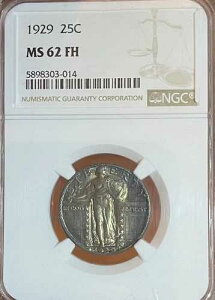 1929�N NGC MS62 FH! PQ! �X�^���f�B���O�E���o�e�B�E�V���o�[�E�N�H�[�^�[