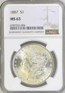 ? MS63 1887 �����K���V���o�[ 1�h�� ������ NGC �u���C�g�z���C�g�V���[�v�R�C�� ?