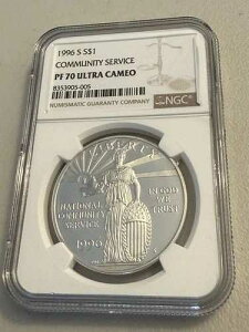 1996-S NGC PF70UCAM �V���o�[�h�� �R�~���j�e�B�T�[�r�X �v���[�t �E���g���J���I S$1 PR 70