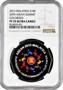 �}���[�V�A 10�����M�b�g 2015�N NGC PF70 UC�A�uASEAN�T�~�b�g�v�g�b�v�|�b�v�V���o�[�R�C��