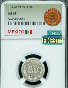 1939�N ���L�V�R �V���o�[ 20 �Z���^�[�{ NGC MS67 MAC �ō����O���[�h & �X�|�b�g���X POP-4�B