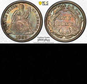 1889 PCGS MS62 �_�u���_�C���o�[�X ? $3,960-APR-MS64 ���ȃ��o�e�B�_�C�� DDR 10�Z���g