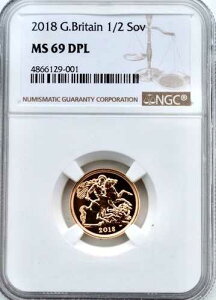 2018�N �S�[���h �n�[�t�\�u���� NGC MS69 DPL �O���[�g�u���e�� 1/2 �\�u���� ���C�����~���g