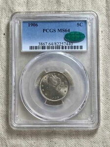 1906�N ���o�e�B�w�b�h �j�b�P���i�Z���g�t���j PCGS MS64 CAC�F�� ���͓I�ȃR�C��