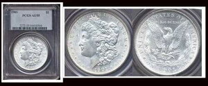 1901�N $1 PCGS AU55 - ���������[�t�̂悤�ȕ\�ʁA�h��ȃ~���g���X�^�[�A�����K���E�_���[