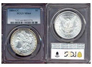 1884-CC $1 PCGS MS64-�v���[�t�̂悤�ȕ\�ʁA�h��ȐV�i����A�����K���E�_���[
