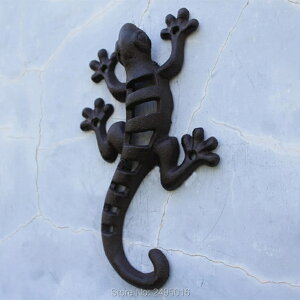 K[fjO S̃QbR[ǂɎtꂽL[p̑fGȃtbNAȑƃ~jAc̉Ƃ̑ Cast Iron gecko Wall mounted lovely hooks for keys ,coat Small Decorations and Miniatu Home Decor