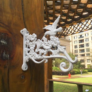 K[fjO K[fnK[I1ԕ̒SǊ|nK[oXPbgBe[WX^CWp Garden Hanger Shelf 1 pc cast iron birds with flower pattern iron rack wall mounted hanging basket Vintage