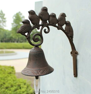 K[fjO S̃hAxA6H̒̃hA`CA_ƁAAOp̕ǂɎtꂽւ̌Ăї Iron Door bell, Solid heavy duty 6 Birds Door Chime, Wall Mounted Front Door Bell for Farmhouse, 