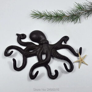 K[fjO mnbg^IL[nK[S^RL[z_[6tbNIbNrO[pnK[[oX[A11C` Clothes Hat Towel Key hanger Cast iron Octopus Key Holder 6 Hooks sh