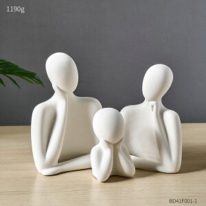 IuWF yz_3̂̃A[gtBMẢƑۑZ~bNz[fR[VrO[fR[VfXN{IfR[V yWhitezModern A Family of Three Art Figurines Ab