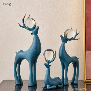 IuWF yfBAu[3z3C̓̉Ƒk̉Ƃ̑ANZT[rO[̑H|izf[Mtg yDeer-blue 3pczDeer Statue A Family of Three Animal Sculpture Ornament Nordic