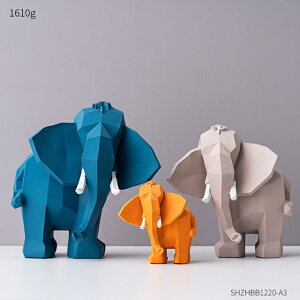IuWF uyAi zCeA 􉽊w ۓI ۂ̒u eq3_Zbg   rO[ ItBX MtgyThree elephantszNordic Geometric Elephant Sculpture Resin Modern Home Livi