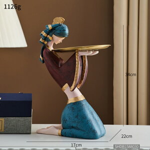 IuWF ygCAz̎q̒Ƃ̑S̎[gCrO[̑fXNANZT[IȃNX}XMtg yTray-AzGirl Sculpture Resin Statue Home Decoration Iron Storage Tray