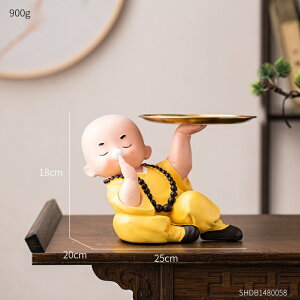 IuWF yDzm[g[Ƃ̑fԂ̑l`CeAfXNgbv yDzBuddhist Monk Statue Storage Tray Home Decoration Sculpture Model Living Room Decoration Figurines for Interior De