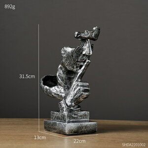 オブジェ 【沈黙-銀】人の顔の像ワインラック抽象樹脂彫刻アートモデルワインボトルホルダー家の装飾ワインキャビネット装飾アクセサリー 【Silence-silver】Human Face Statue Wine Rack Abstract Resin S