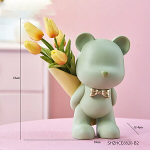 IuWF yCombination-CzxAX^`[ԕr_ȉƂ̑rO[̑ufXNANZT[̑ԕrMtg yCombination-CzBear Statues Resin Flower Vase Modern Home Decor Li