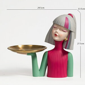 IuWF yDF̔̏zN[K[[gCpk̉Ƃ̑rO[̑ANZT[fXNMtg̑ yGrey hair girlzCool Girl Sculpture Storage Tray Modern Art N