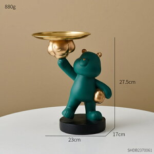 �I�u�W�F �y�΁z�x�A�X�^�`���[���[�g���C�Ƃ̑����������f���C���e���A���r���O���[���f�R���[�V�����p�u���f�X�N�g�b�v�A�N�Z�T���[�L�[���[ �yGreen�zBear Statue Storage Tray Home Decor Animal Mo