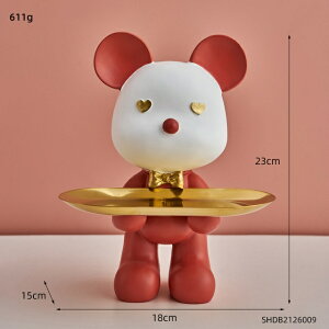 IuWF yxAbhzxAtBMA[gCƂ̑JCC̑[fXNANZT[Mtg yBear-RedzBear Figurines Cartoon Storage Tray Resin Sculpture Home Decora