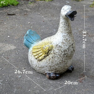 ガーデニング 【C】ヴィンテージ白い陶器粘土ダック彫像レトロヘビーデューティーガーデン彫刻装飾屋外動物ギフトアイデア家族の友人 【C】Vintage White Pottery Clay Duck Statues Retro Heavy Duty Garden