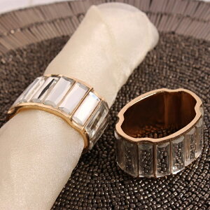 K[fjO [YS[hbLȉ~`ivLONA`ANXg[WGT[N6Zbg Luxury Rose Gold Plated Oval Shape Zinc Alloy Napkin Rings With Clear Rectangle