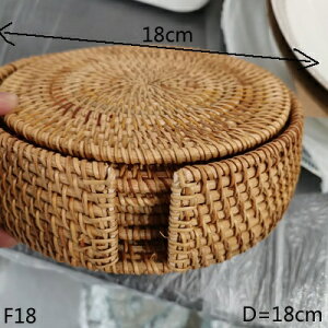 K[fjO yF18zێDVRكR[X^[6Zbg[z_[tz[^ubgXNGA@CϔM}bg|bgpbh yF18zRound Hand Weaved Natural Rattan Coaster Set Of 6 Pieces With St