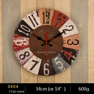 K[fjO y3404zBe[W34cmی^ؐǊ|vArAԍƒǂƂ̊yԃhvg14C`v y3404zVintage 34cm Round Home Decor Wooden Wall Clock With Arabic 