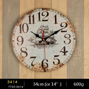 ガーデニング 【3414】ヴィンテージ34cm丸型室内装飾木製壁掛け時計アラビア語番号と仲良しとの楽しい時間ロンドンプリント14インチ時計 【3414】Vintage 34cm Round Home Decor Wooden Wall Clock With Arabic