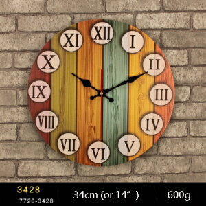 K[fjO y3428zBe[W34cmی^ؐǊ|vArAԍƒǂƂ̊yԃhvg14C`v y3428zVintage 34cm Round Home Decor Wooden Wall Clock With Arabic 