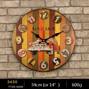 K[fjO y3430zBe[W34cmی^ؐǊ|vArAԍƒǂƂ̊yԃhvg14C`v y3430zVintage 34cm Round Home Decor Wooden Wall Clock With Arabic 