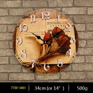 ガーデニング 【3451】ヴィンテージ34cm丸型家の装飾木製壁掛け時計アラビア語番号と仲良しとの楽しい時間ロンドンプリント14インチ時計 【3451】Vintage 34cm Round Home Decor Wooden Wall Clock With Arabic 