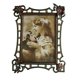 K[fjO yO[zNVbNAeB[N^JO[WG3.5x5C`チ^zO\ȑt ygreenzClassic Antique Brass Green Jeweled 3.5x5 Inches Tabletop Metal Pictur