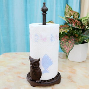 K[fjO StNEy[p[^Iz_[Be[WfpȃLb`X^fBO[ivL[bNeBbVI[KiCU[ Cast Iron Owl Paper Towel Holder Vintage 