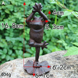 K[fjO yAz[^X[tx[X̃Be[WSJG̒u[bp̉Ƃ̒̑̑fpȓ̒ yAzVintage Cast Iron Footed Standing Frog Figurines With Lotus Lea