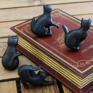 ガーデニング かわいい猫の置物黒鋳鉄クローゼット引き出し引き手4個セットアメリカンホームガーデンデコレーションメタルキャットキャビネットプル Cute Cat Figurines Black Cast Iron Closet Drawer