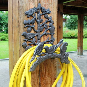 K[fjO Be[W6H̎}Sǐǃz_[[bp̉Ƃ̒̕ǂ̑[tbNubN^bN Vintage Six Birds On Branch Cast Iron Wall Water Pipe Holder European Home Garden Wall Deco