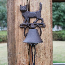 ガーデニング 【素朴なアンティーク】素朴な猫鋳鉄ガーデンデコレーションハンドクランキングベルヨーロッパカントリーアクセントホームウォールマウントヘビーメタルウェルカムドアベル 【antique rustic】Rustic Cat Cast Iron Garden Decor Hand Cranking Bell European C
