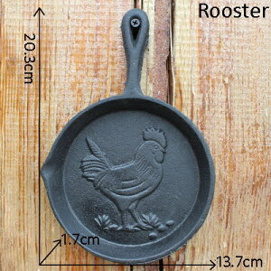 K[fjO yсzBe[WHƗpwr[ANZgStCpAѕtfUCƂ̕ǂ̑v[N yRoosterzVintage Industrial Heavy Accents Cast Iron Frying Pan with Rooster On Design Home Wall D