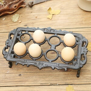 K[fjO `AeB[NfpȒSGbOz_[Lb`tbg8[gC_CjOe[uGbOz_[ Rectangle Antique Rustic Cast Iron Egg Holder Kitchen Tabletop Footed Eig